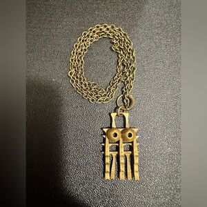 Vintage Pentti Sarpaneva Bronze Owl Pendant Necklace